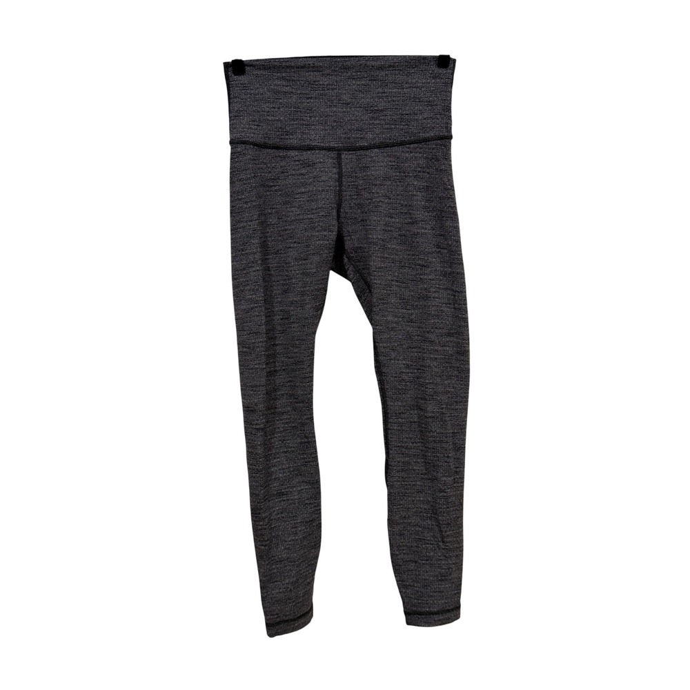 Lululemon Wunder Under High Rise Space Dye Leggings Heathered Black Grey Size 6